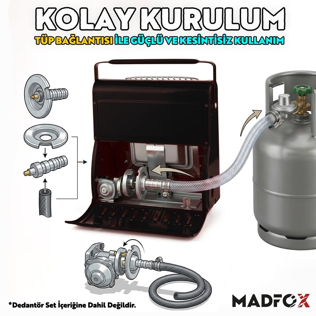 Madfox Blaze Pro Kamp Tipi Portatif Gazlı Soba SİYAH