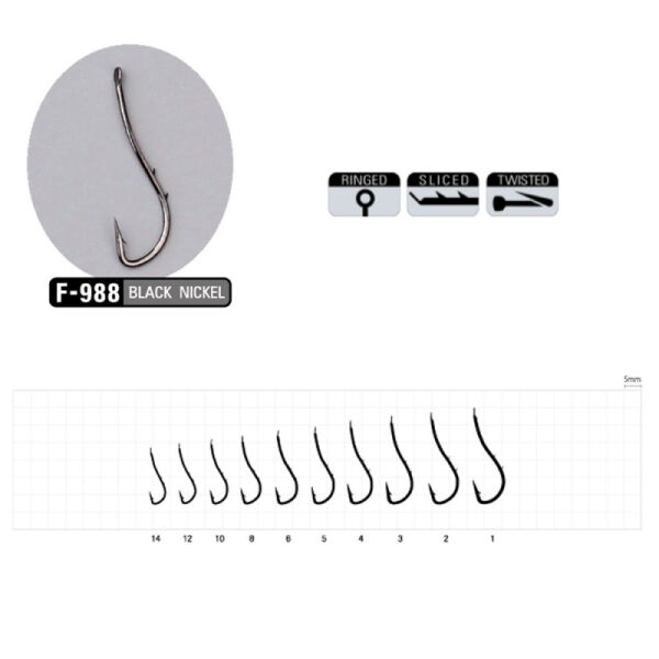 Sasame Ryusen W-Hold Black F-988 Serisi Olta İğnesi 14