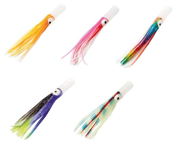 Lineaeffe Octopus Plastic Tube Head 7.5 cm 3 Adet Sahte Balık Black Violet Green
