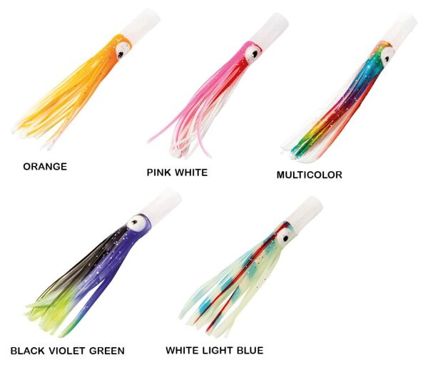 Lineaeffe Octopus Plastic Tube Head 7.5 cm 3 Adet Sahte Balık Black Violet Green