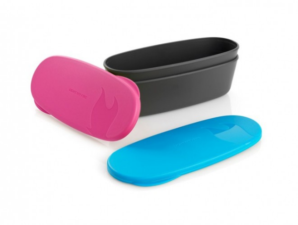 SnapBox Oval 2li Kapaklı Kutu Mavi_Fuşya