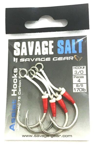 Savage gear Eyed Asist Hook  4 Adet - 58627-58630 5-0 Single 250lbs