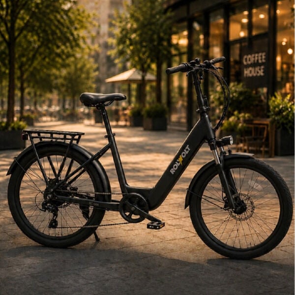 Rolwolt Roma 27.5 inç Elektrikli Şehir Bisikleti 250W 36V 13Ah Shimano 7 Vites Bluetooth Ekran Siyah