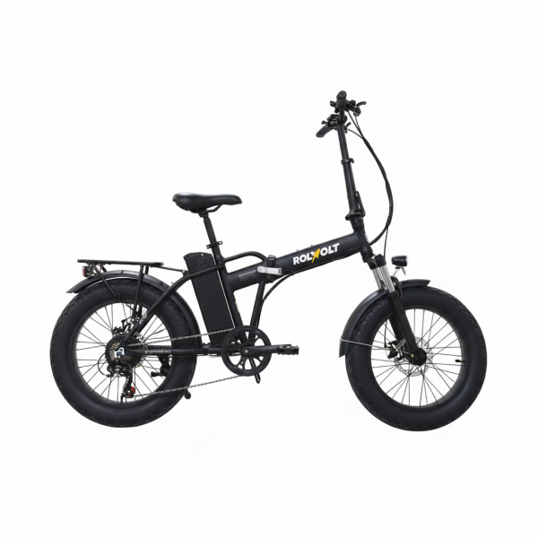 Rolwolt Rotterdam 20 inç Katlanır Elektrikli Bisiklet Fat Bike 250W 36V 10.4Ah Shimano 7 Vites Siyah