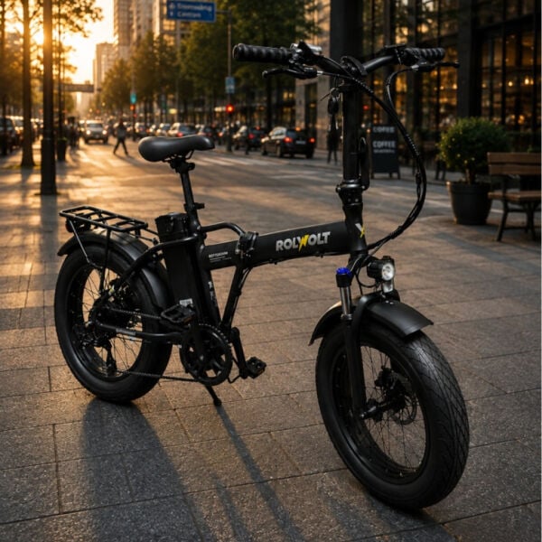Rolwolt Rotterdam 20 inç Katlanır Elektrikli Bisiklet Fat Bike 250W 36V 10.4Ah Shimano 7 Vites Siyah