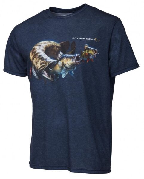 Savage Gear Cannibal T-Shirt Blue Melange - 71582-85 S