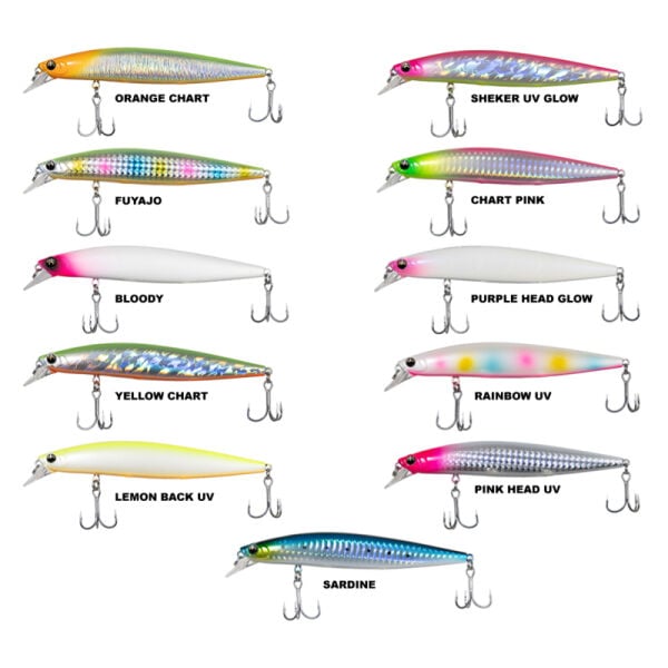 Ryuji Jerk PRO 12CM, 22GR, Sinking RAINBOW UV