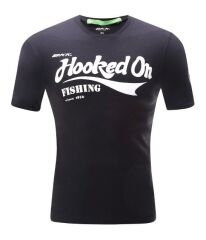 BKK Hooked On Fishing Siyah Tişört Small