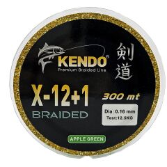 Kendo X-12+1 Braided 300m Apple Green Örgü İp 0,14mm