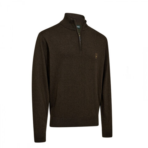 DEERHUNTER Harrington Fermuarlı Kahverengi Kazak XL