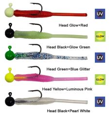 Kendo Hook Worm Jighead+Lrf Silikonu 1gr+4.5cm 5 Adet Head Black+Pearl White