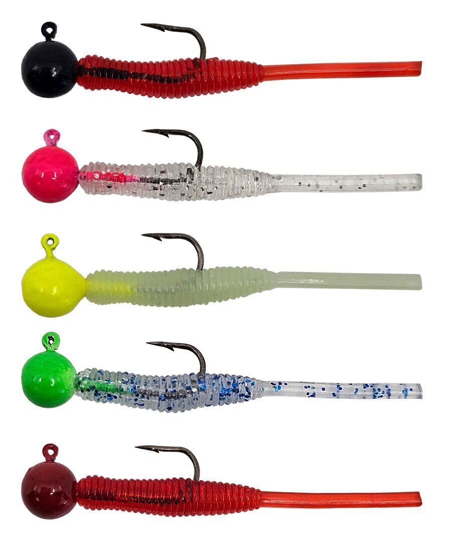 Kendo Hook Worm Jighead+Lrf Silikonu 2gr+4.5cm 5 Adet Head Black+Red