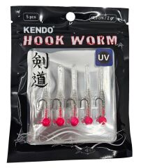Kendo Hook Worm Jighead+Lrf Silikonu 2gr+4.5cm 5 Adet Head Black+Red