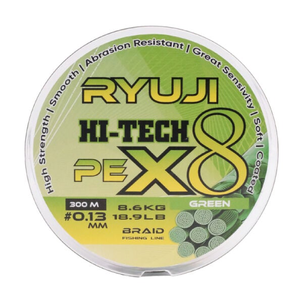 Ryuji Hi-Tech X8 300m Green İp Misina 0.21mm