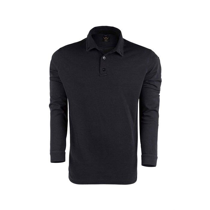 VAV Tlac-04 Polo Yaka Uzun Kol Tişört Siyah