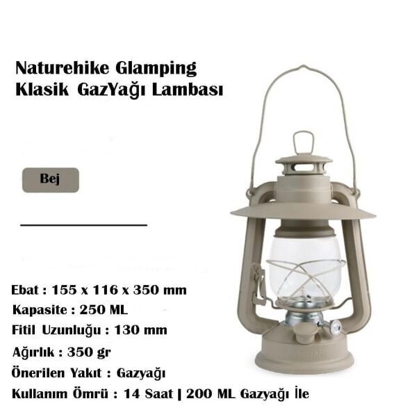 Naturehike Glamping Klasik GazYağı Lambası Bej