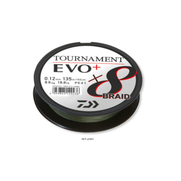 Daiwa Tournament EVO+ 8B Dark Green İp Misina (135m) 0,20